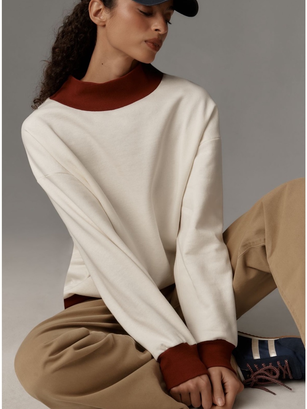 Anthropologie Colorblocked Mockneck Pullover